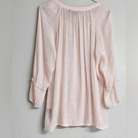 Zac & Rachel Large Soft Pink Mid Sleeve Top V-Neck - Picture 2 of 5